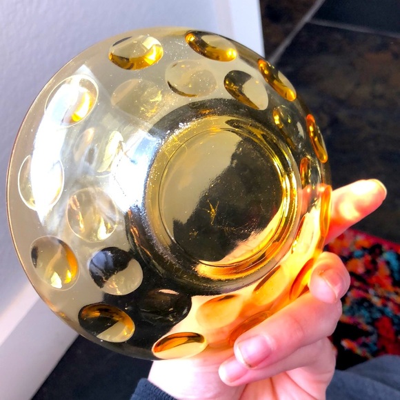1960 Mid Century Modern Vintage Art Deco Amber Glass Bowl - Picture 5 of 5
